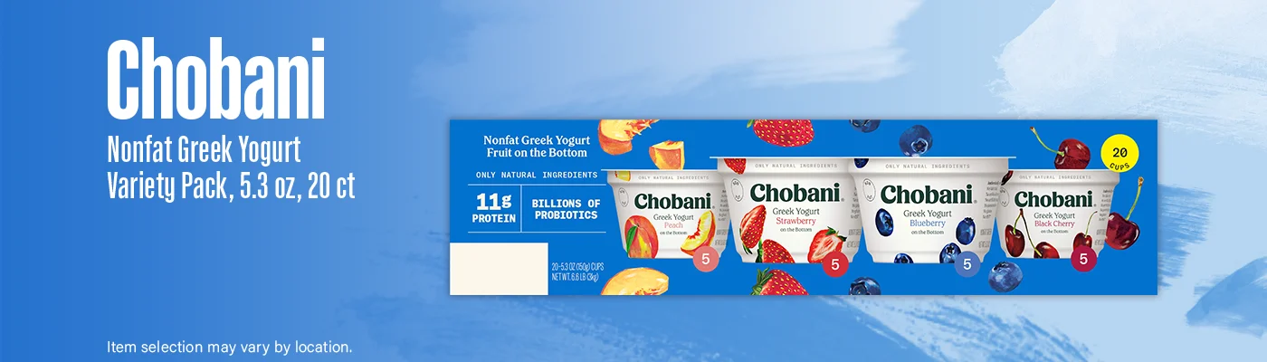 Chobani Nonfat Greek Yogurt, Variety Pack, 5.3 oz, 20 ct