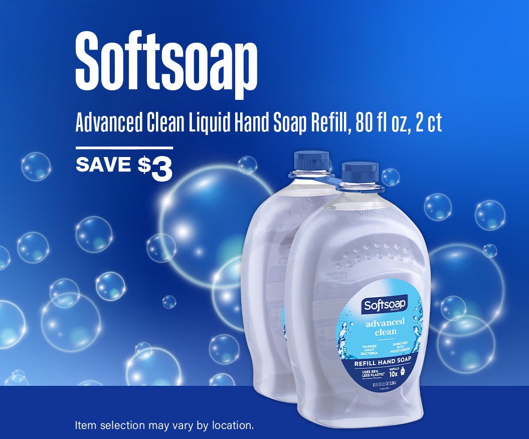 Save $3 on Softsoap Advanced Clean Liquid Hand Soap Refill, 80 fl oz, 2 ct