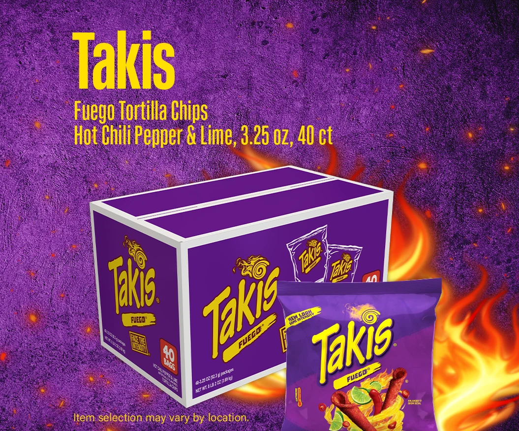 Takis Fuego Tortilla Chips, Hot Chili Pepper & Lime, 3.25 oz, 40 ct