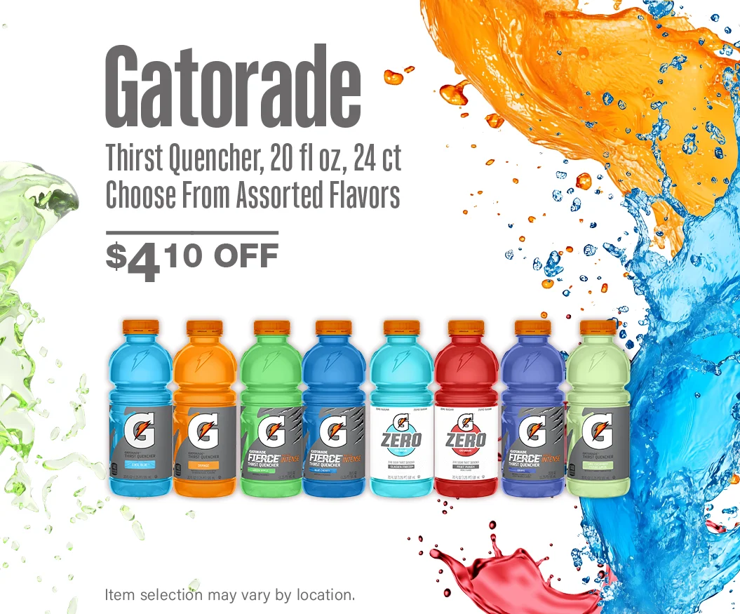 $4.10 Off Gatorade Thirst Quencher, 20 fl oz, 24 ct, Choose From Assorted Flavors