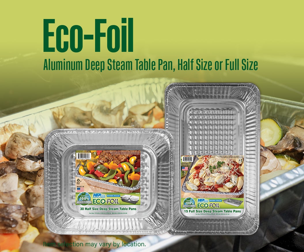 Eco-Foil Aluminum Deep Steam Table Pan, Half Size or Full Size