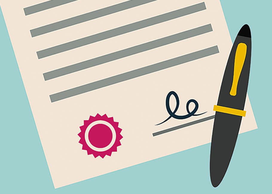 illustration of pen and document