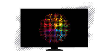 TV with a colourful, abstract pattern.