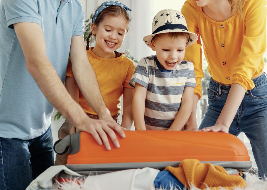 family packing for a trip
