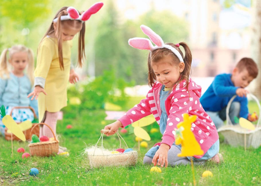 children with easter baskets