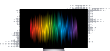 TV with a colourful, abstract pattern.