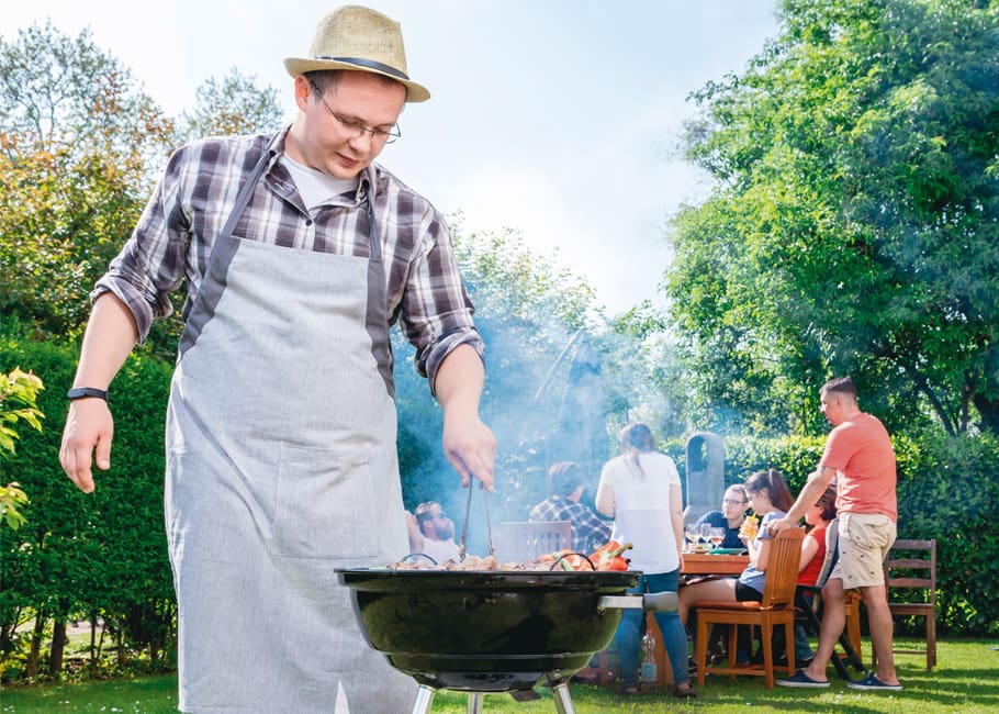 a man grilling