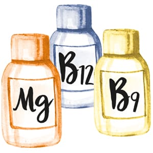 illustration of supplement bottles