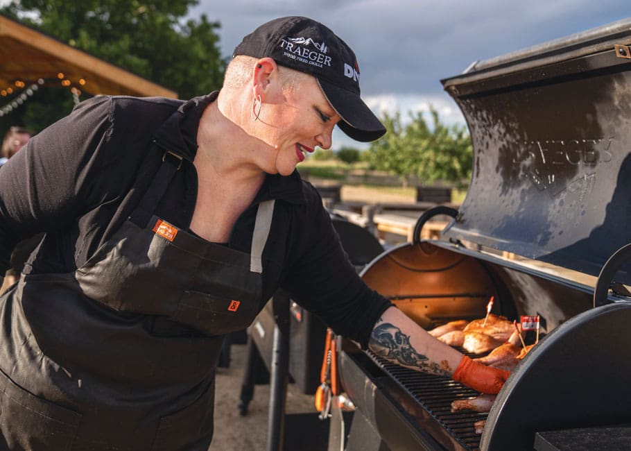 person barbecuing
