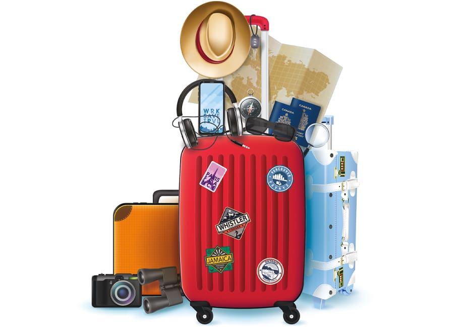 illustration of luggage and travel accessories