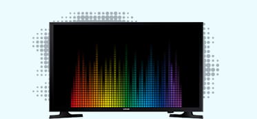 TV with a colourful, abstract pattern.