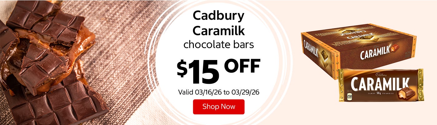 Cadbury Caramilk chocolate bars $15 Off. Valid 03/16/26 to 03/29/26. Shop Now 