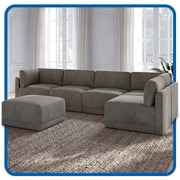 Thomasville Fallon Modular Sectional 6-Piece Gray with Ottoman