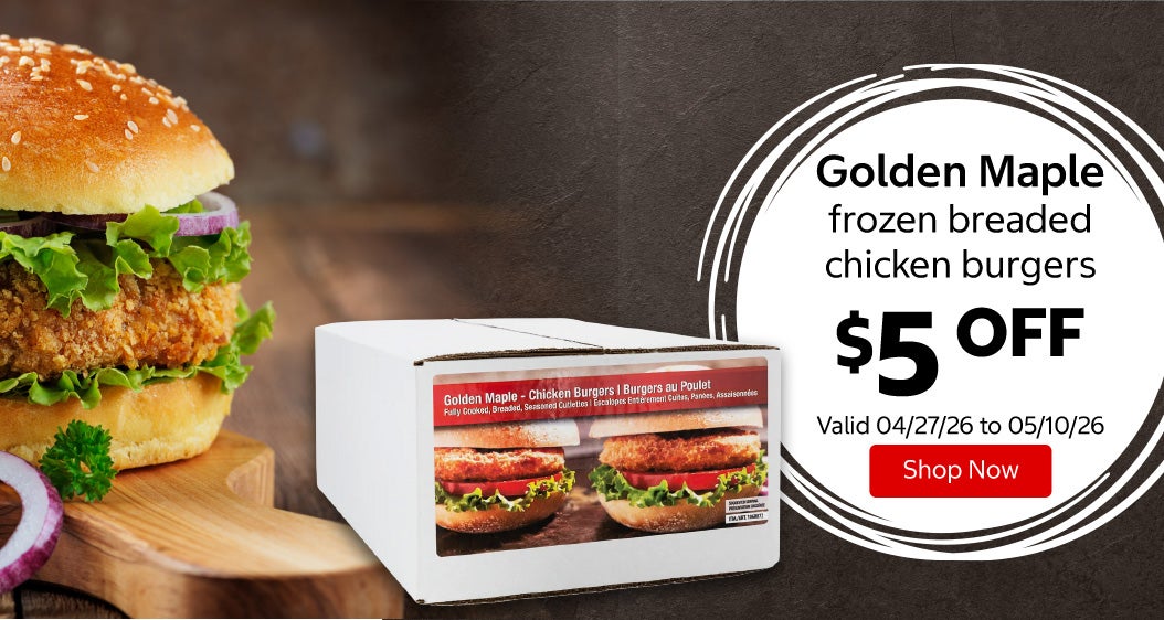 Golden Maple frozen breaded chicken burgers $5 Off. Valid 04/27/26 to 05/10/26. Shop Now 