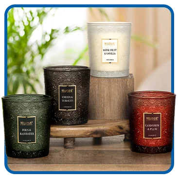 Bellevue Embossed Glass 12 oz Candle