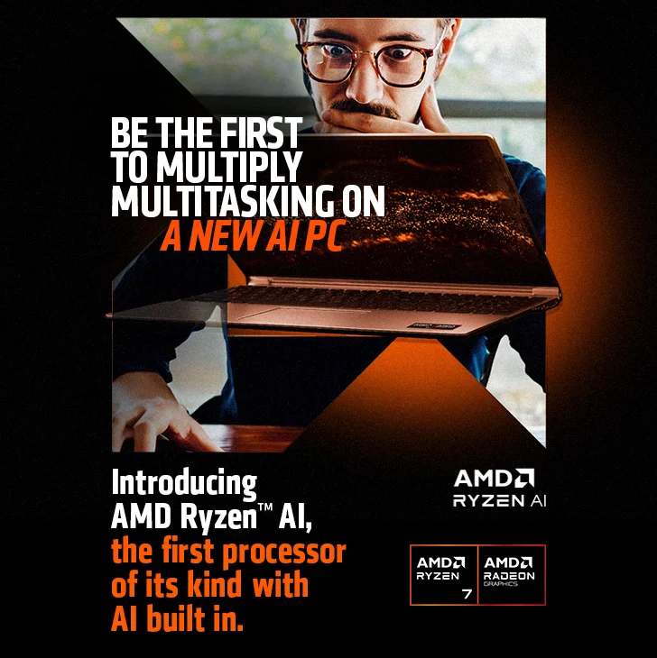 Introducing AMD Ryzen AI, the first processor of its kind with AI built in.