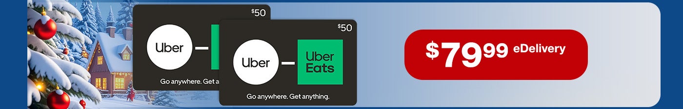 2 $50 Uber Gift Cards, for $79.99 eDelivery