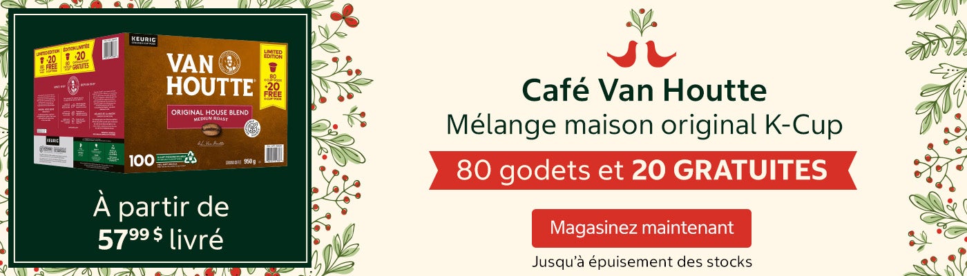 Café Van Houtte, Mélange maison original K-Cup 80 godets et 20 GRATUITES À partir de 57,99 $ livré Magasinez maintenant Jusqu’à épuisement des stocks