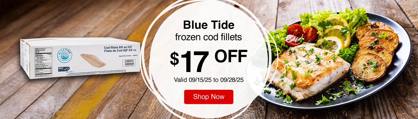 Blue Tide frozen cod fillets $17 Off. Valid 09/15/25 to 09/28/25. Shop Now 
