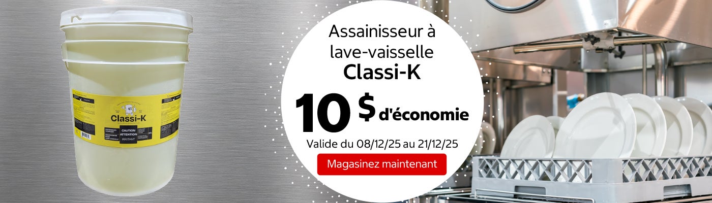 Assainisseur à lave-vaisselle Classi-K 10 $ d'économie. Valide du 08/12/25 au 21/12/25. Magasinez maintenant.