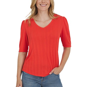 Lands' End Women's Pointelle Elbow Sleeve Top