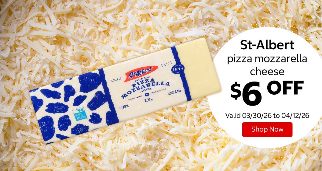St-Albert pizza mozzarella cheese $6 Off. Valid 03/30/26 to 04/12/26. Shop Now 