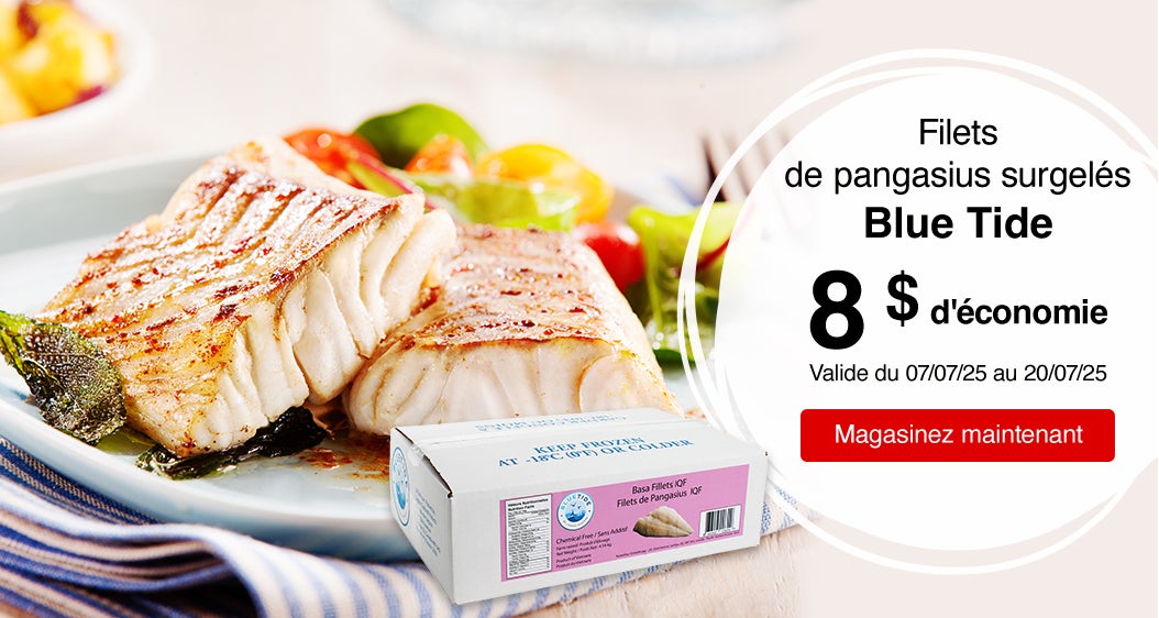 Filets de pangasius surgelés Blue Tide. 8 $ d'économie. Valide du 07/07/25 au 20/07/25. Magasinez maintenant.