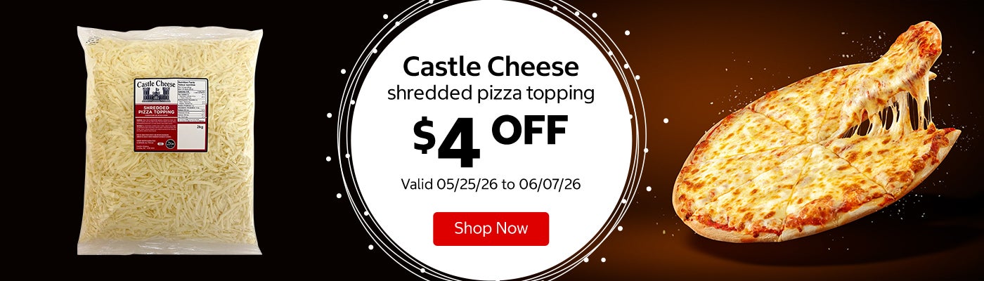Castle Cheese shredded pizza topping $4 Off. Valid 05/25/26 to 06/07/26. Shop Now 