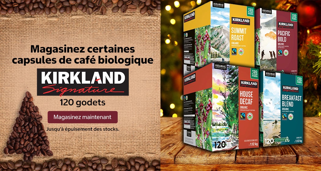 Magasinez certaines capsules de café biologique KIRKLAND Signature   120 godets  Magasinez maintenant Jusqu'à épuisement des stocks.