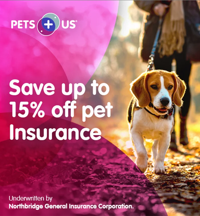 PETS + US  Save up to 15% off pet Insurance  Underwritten by Northbridge General Insurance Corporation.