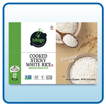 Bibigo, Cooked Sticky White Rice Bowls, Medium Grain, 7.4 oz, 12-Count