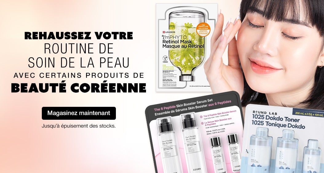Rehaussez votre routine de soin de la peau avec certains produits de beauté coréenne. Jusqu’à épuisement des stocks. Magasinez maintenant.