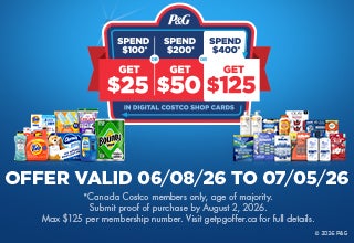 OFFER VALID 06/08/26 - 07/05/26 On PURCHASES MADE AT COSTCO CANADA ONLY. REQUEST BY April 12,2026. VISIT GETPGOFFER.CA FOR FULL DETAILS AND PARTICIPATING PRODUCTS.  *Canada Costco members only, age of minority. Valid on select products after discounts, before taxes, fees and shipping costs.  Multiple receipts accepted. Max $50 per membership number.  SHOP NOW