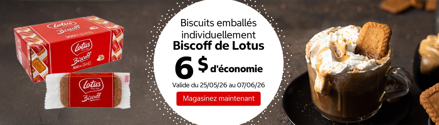 Biscuits emballés individuellement Biscoff de Lotus 6 $ d'économie. Valide du 25/05/26 au 07/06/26. Magasinez maintenant.