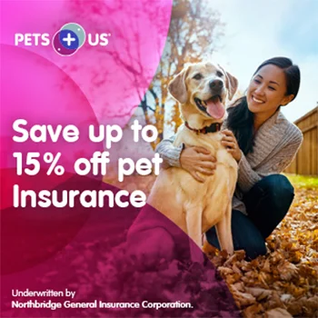 PETS + US  Recevez jusqu'à 15% de rabais sur les assurances pour animaux   Souscrite par la Société d'assurance générale Northbridge.