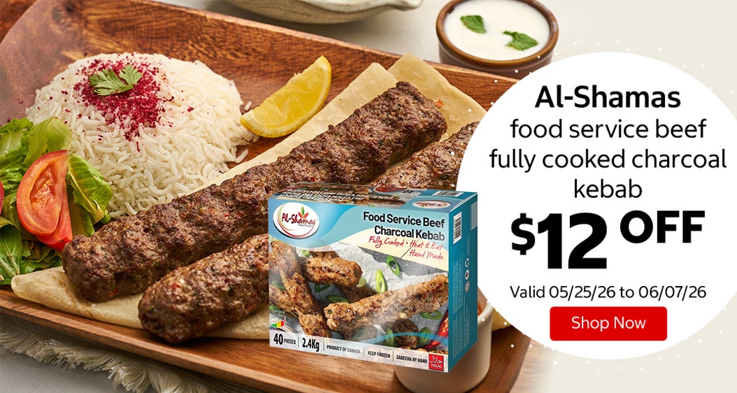 Al-Shamas food service beef fully cooked charcoal kebab $12 Off. Valid 05/25/26 to 06/07/26. Shop Now 