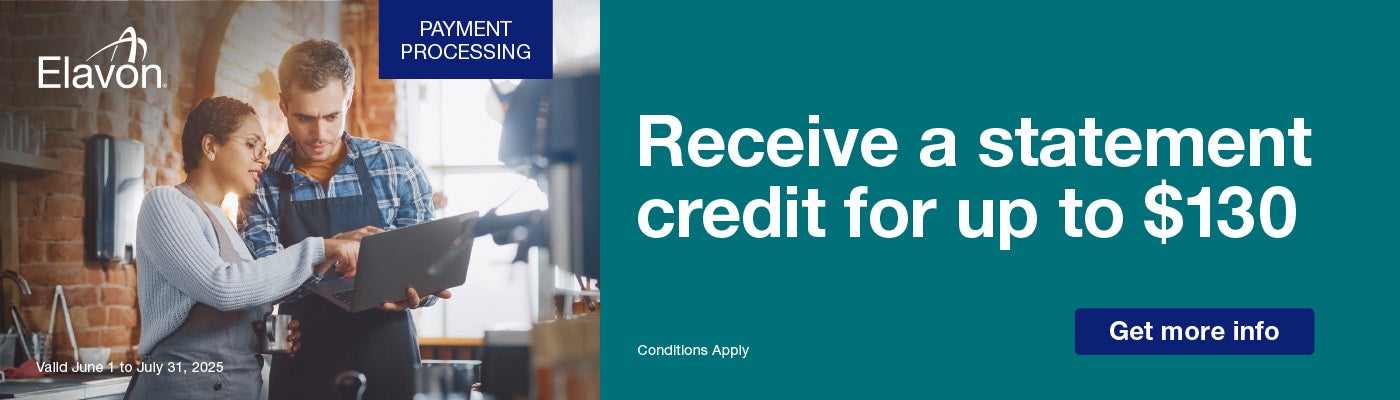 Payment Processing. Receive a statement credit for up to $130.  Get more info. Conditions apply. Valid June 1 to July 31, 2025