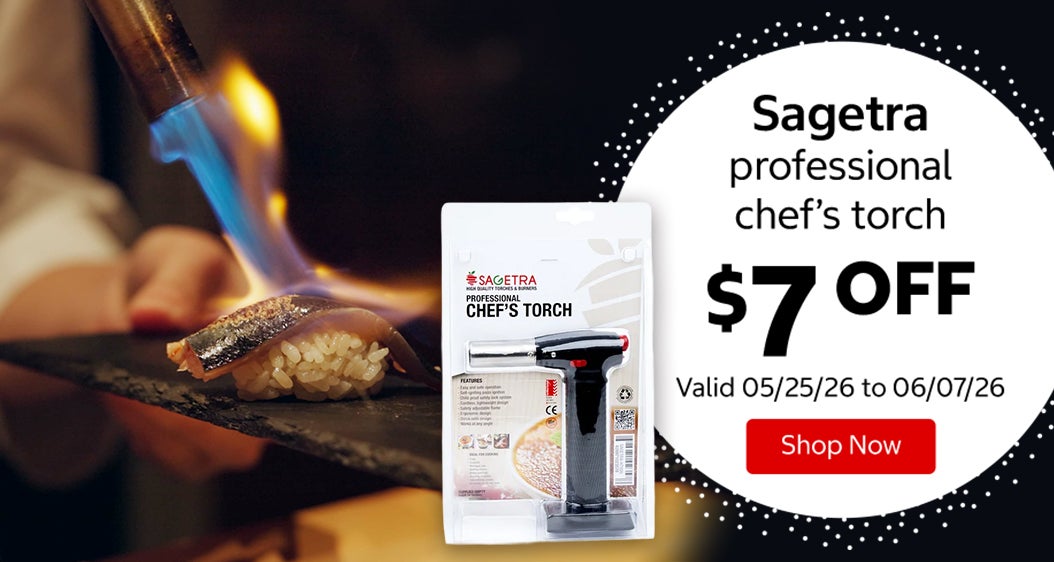 Sagetra professional chef’s torch $7 Off. Valid 05/25/26 to 06/07/26. Shop Now 