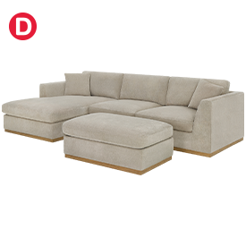 Henredon Caley Reversible Sofa Chaise with Ottoman