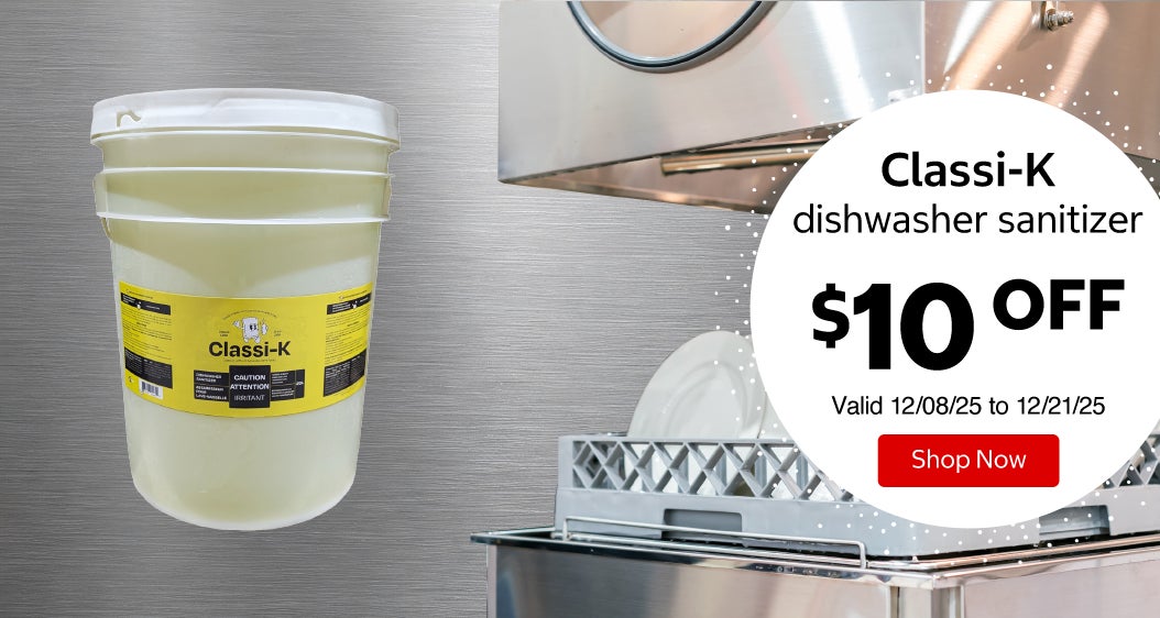 Classi-K dishwasher sanitizer $10 Off. Valid 12/08/25 to 12/21/25. Shop Now 