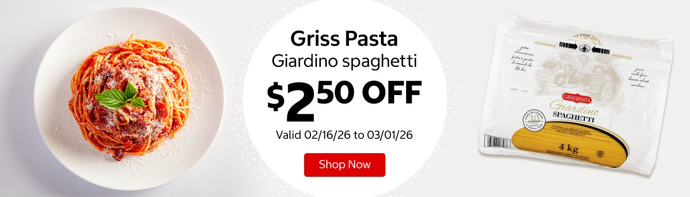 Griss Pasta Giardino spaghetti $2.50 Off. Valid 02/16/26 to 03/01/26. Shop Now 