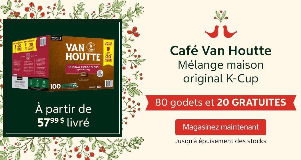 Café Van Houtte, Mélange maison original K-Cup 80 godets et 20 GRATUITES À partir de 57,99 $ livré Magasinez maintenant Jusqu’à épuisement des stocks