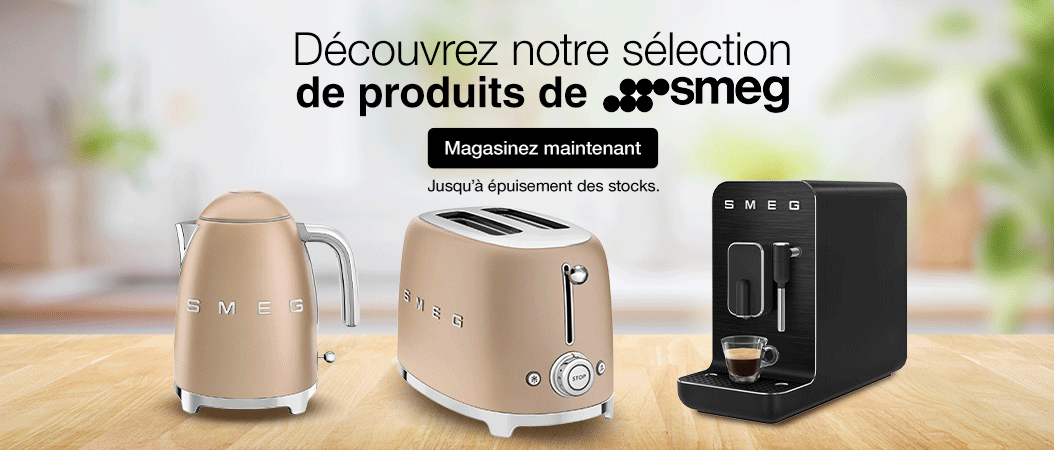 Découvrez notre sélection de produits de SMEG. Jusqu'à épuisement des stocks. Magasinez maintenant.