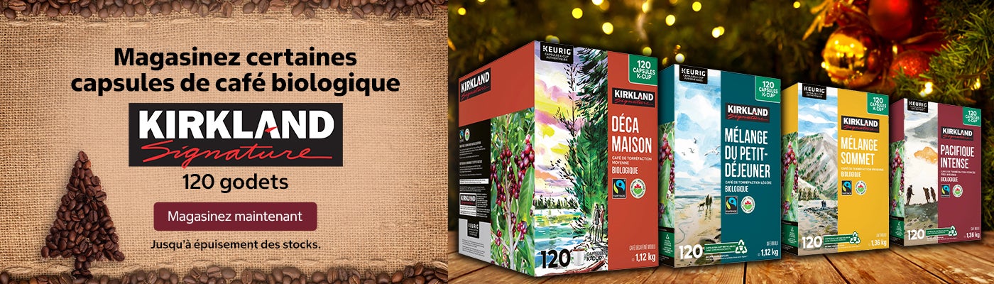 Magasinez certaines capsules de café biologique KIRKLAND Signature   120 godets  Magasinez maintenant Jusqu'à épuisement des stocks.