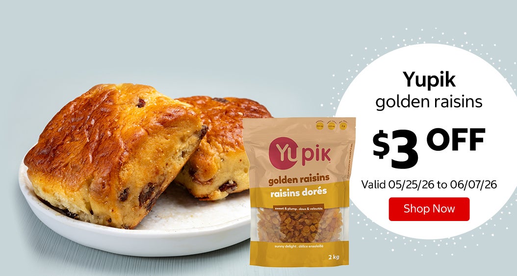 Yupik golden raisins $3 Off. Valid 05/25/26 to 06/07/26. Shop Now 