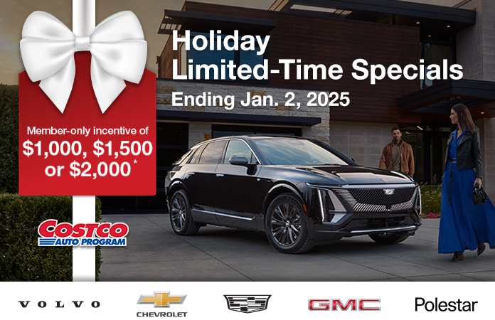 Holiday Limited Time Specials. $1,000 member-only incentive. Volvo, chevrolet, cadillac, GMC, Polestar