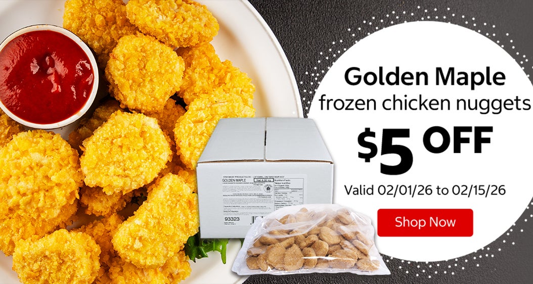Golden Maple frozen chicken nuggets $5 Off. Valid 02/01/26 to 02/15/26. Shop Now 