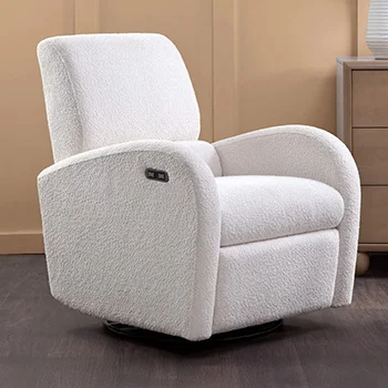 Taylor Leigh – Fauteuil inclinable, coulissant et pivotant en tissu bouclé à inclinaison motorisée.