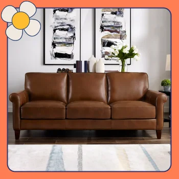 Prospera Home Larsen Top Grain Leather Sofa.
