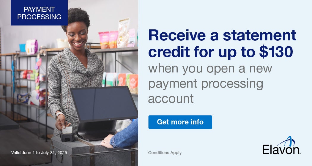Receive a statement credit for up to $130 when you open a new payment processing account  Get more info Conditions apply